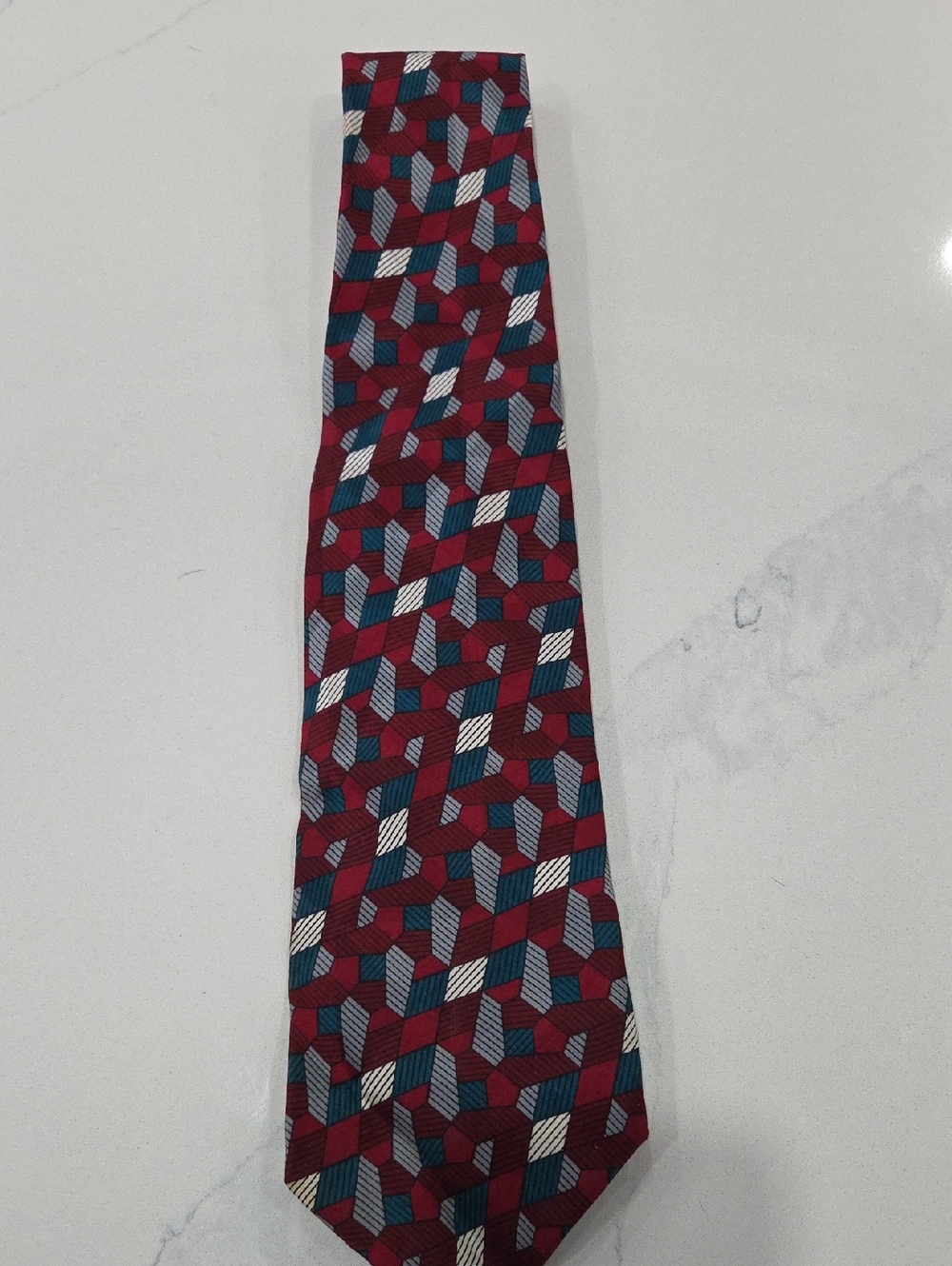 Men's Burgundy Geometric Silk Tie By Tip Top